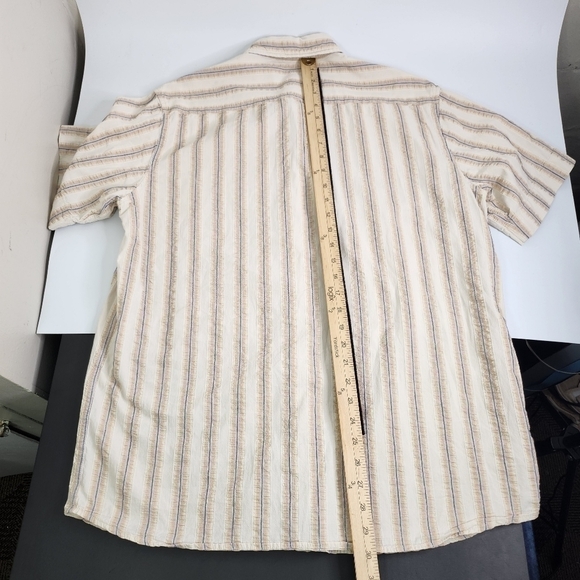 Red Camel Vintage Quality Mens Large Shirt Striped Button Up Short Sleeve - Picture 5 of 16